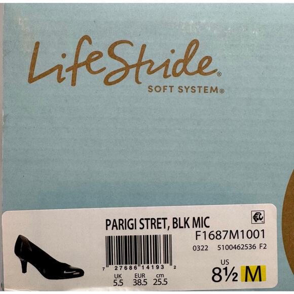 Life Stride Soft System Parigi Pumps 8.5 M Black Patent/Microsuede Comfort Heel - Picture 10 of 10